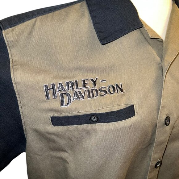 Harley Davidson Motorcycles Collared Short Sleeve Button Up Shirt Size Med - Picture 2 of 5